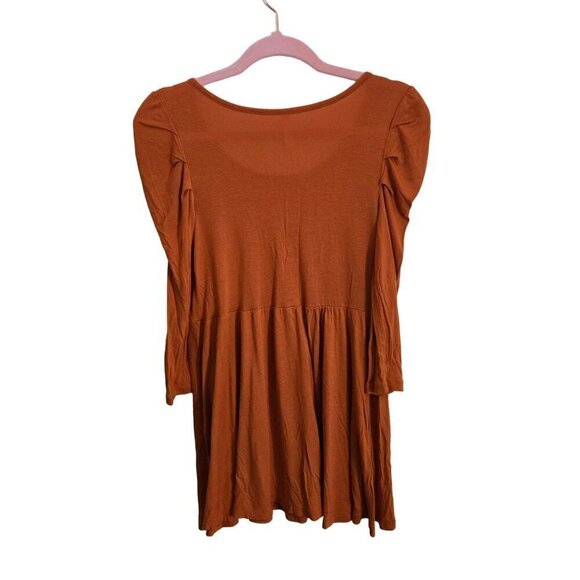 Free People Orange/Rust Crochet Button-Front Tunic Rayon Babydoll Dress Size S - Picture 2 of 6